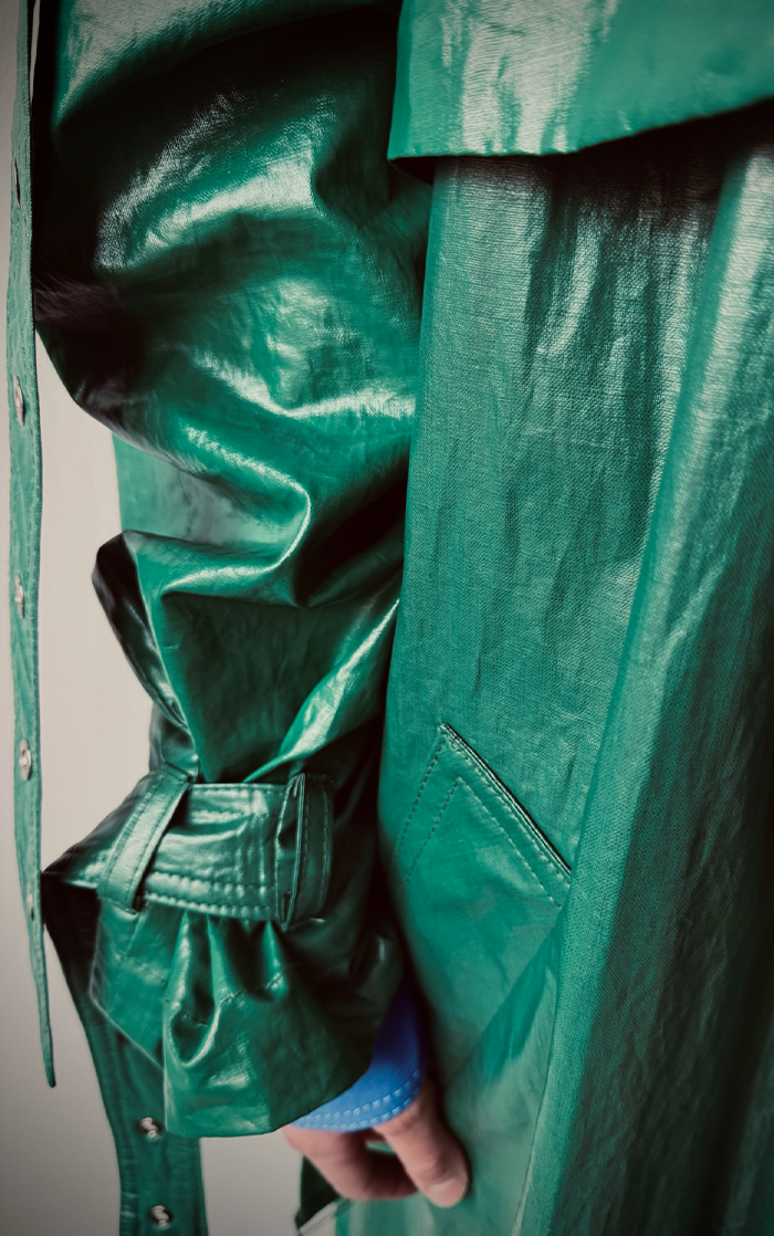 Pierced Trench Coat - Green