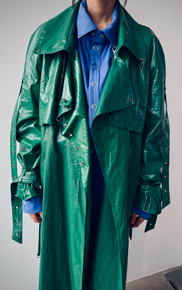 Pierced Trench Coat - Green