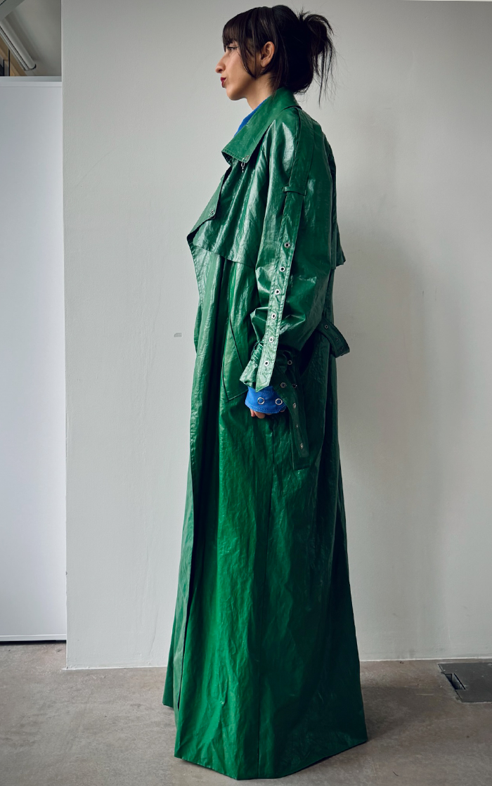 Pierced Trench Coat - Green