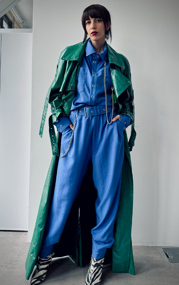 Pierced Trench Coat - Green