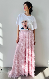 Textured Maxi Skirt - Light Rose