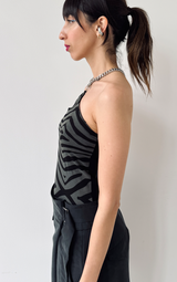 Zebra Necklace Top - Black