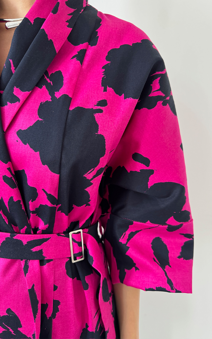 Floral Kimono - Black/Pink