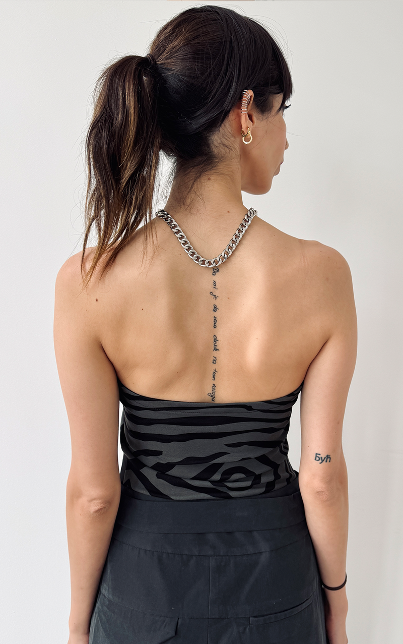 Zebra Necklace Top - Black