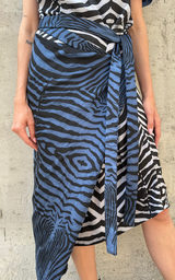 Zebra Wrap Dress - Blue/Gray