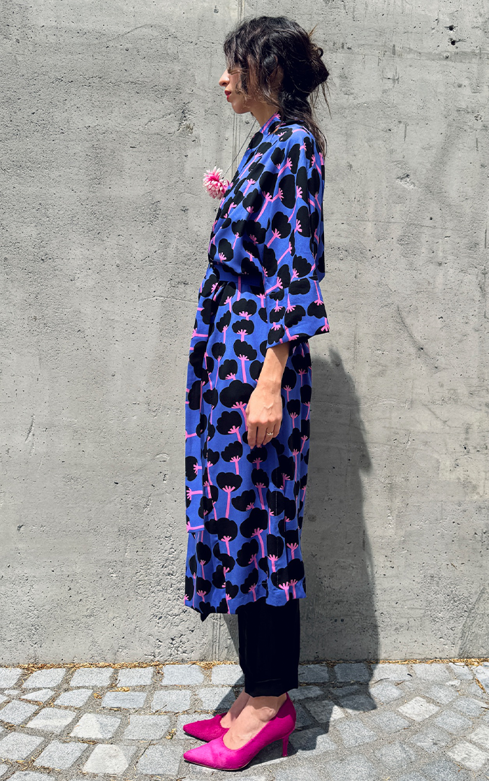 Wild Poppy Long Kimono - Violet