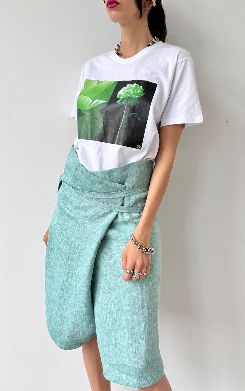 Wide Leg Linen Pants - Short