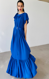 Ruffle Dress Long - Blue
