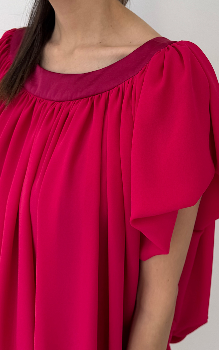Ruffle Dress Short - Hot Pink