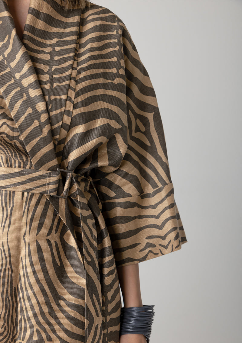 Linen Kimono - Zebra Beige