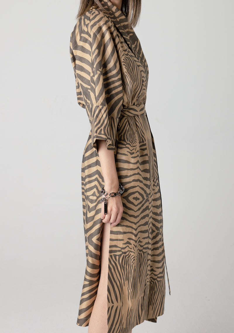 Linen Kimono - Zebra Beige