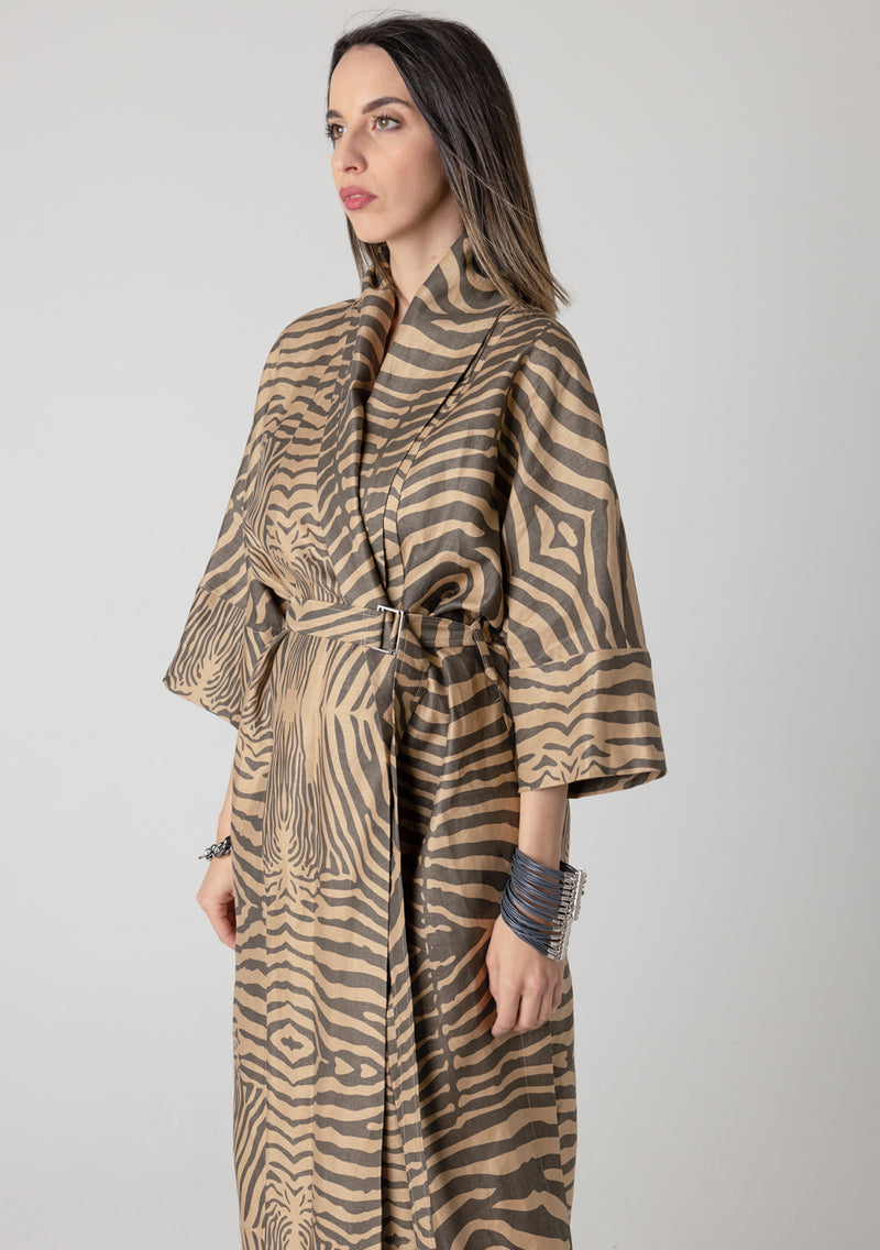 Linen Kimono - Zebra Beige