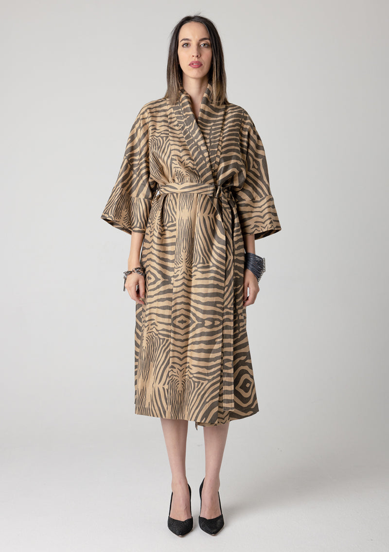 Linen Kimono - Zebra Beige