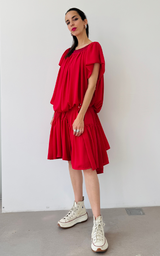 Ruffle Dress Short - Hot Pink