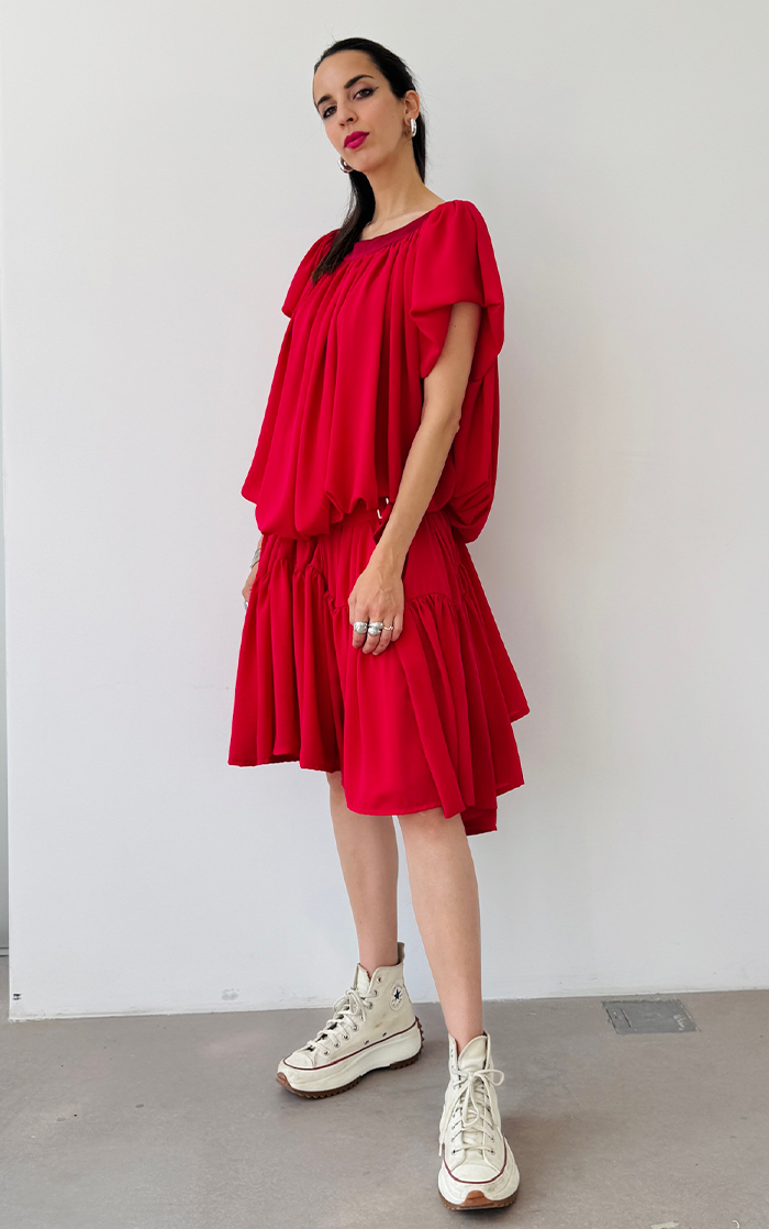 Ruffle Dress Short - Hot Pink