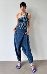 Asym Zebra Top - Blue