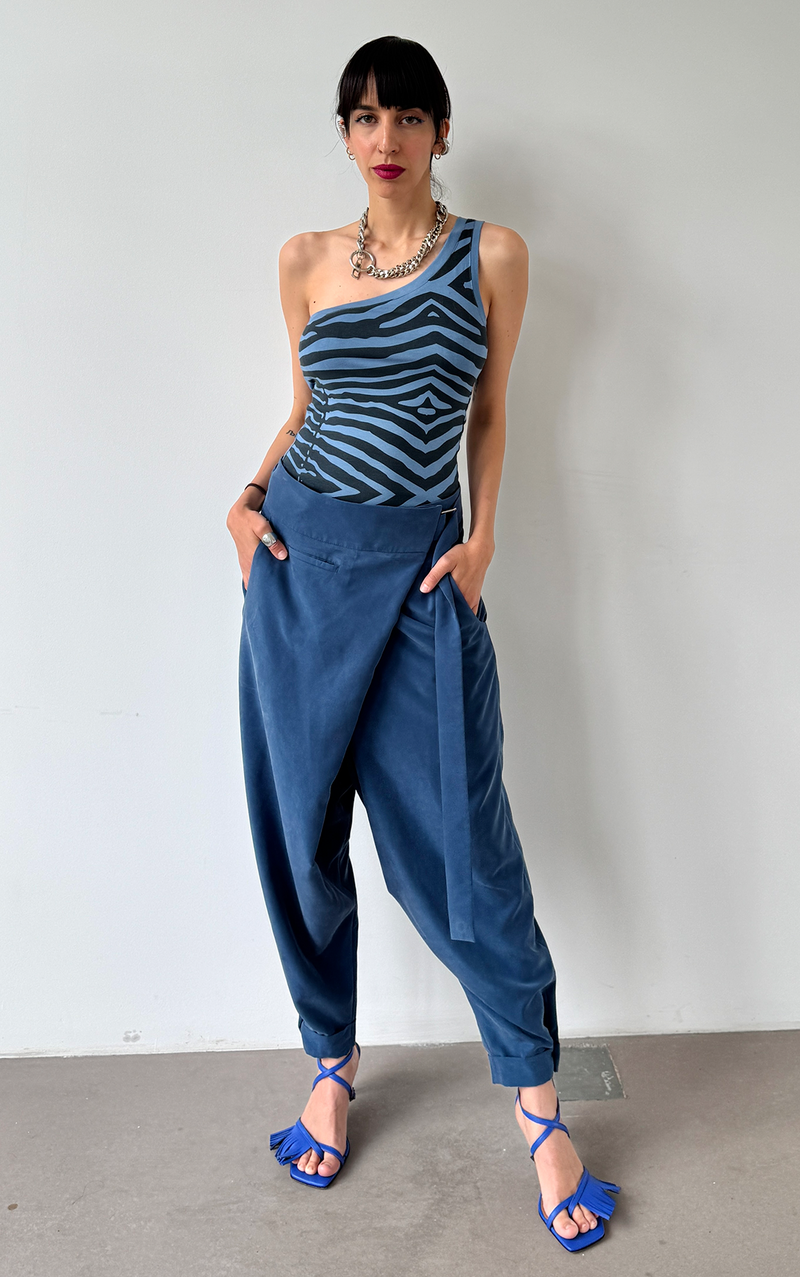 Asym Zebra Top - Blue
