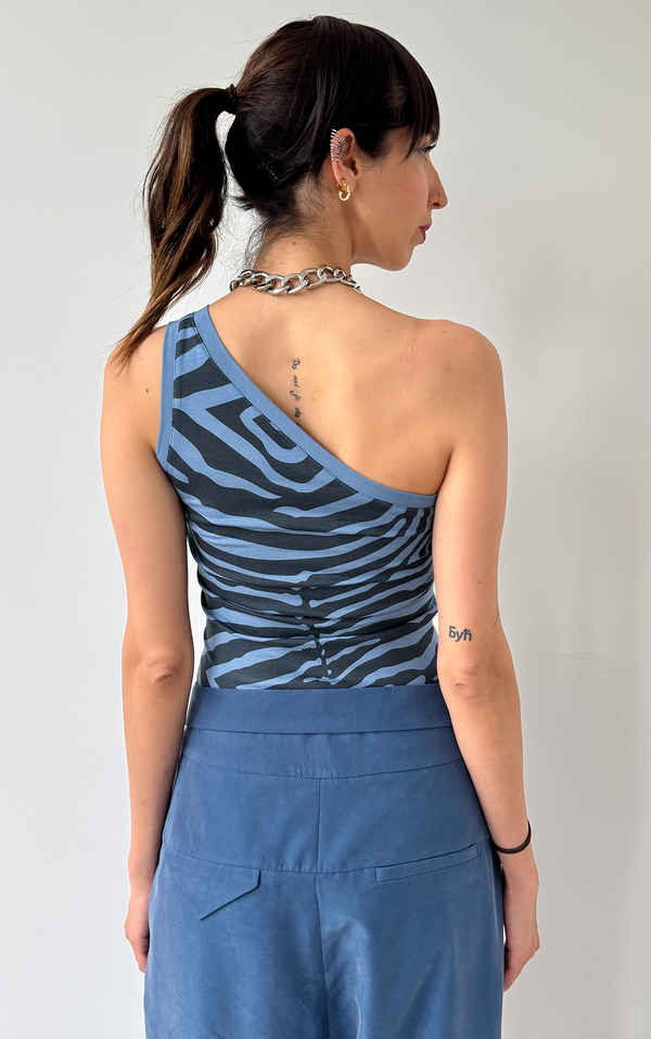 Asym Zebra Top - Blue