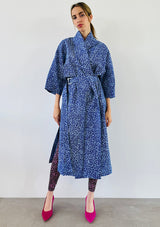 Long Leopard Kimono - Blue