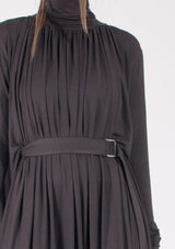 Turtleneck Trapeze Dress - Black
