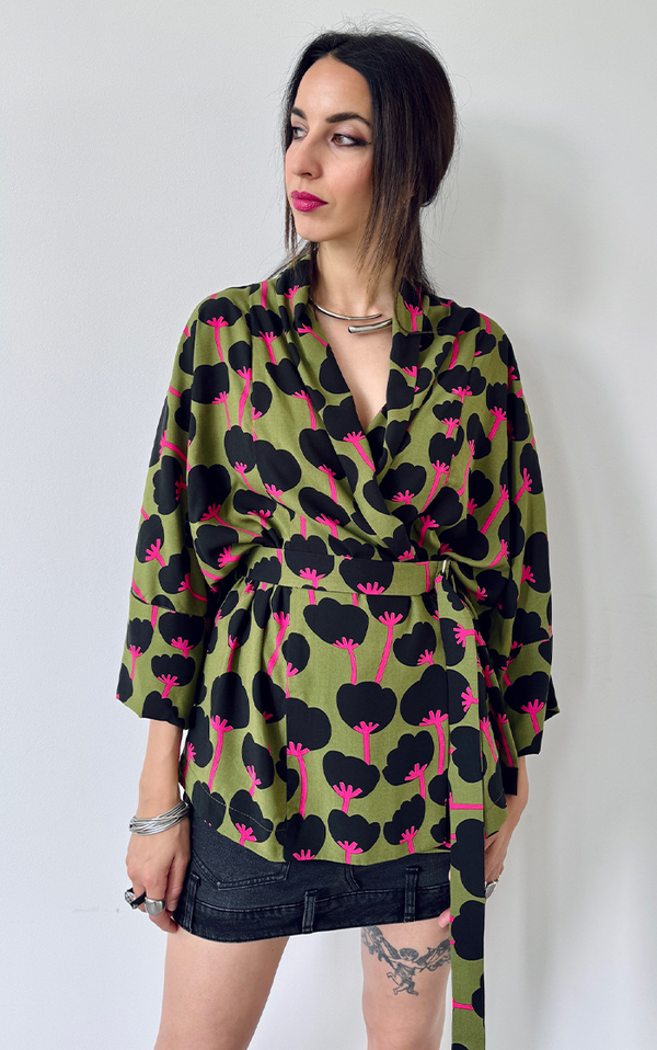 Wild Poppy Kimono - Green