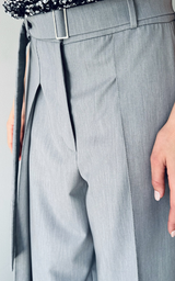Wide-Leg Pants - Light Grey