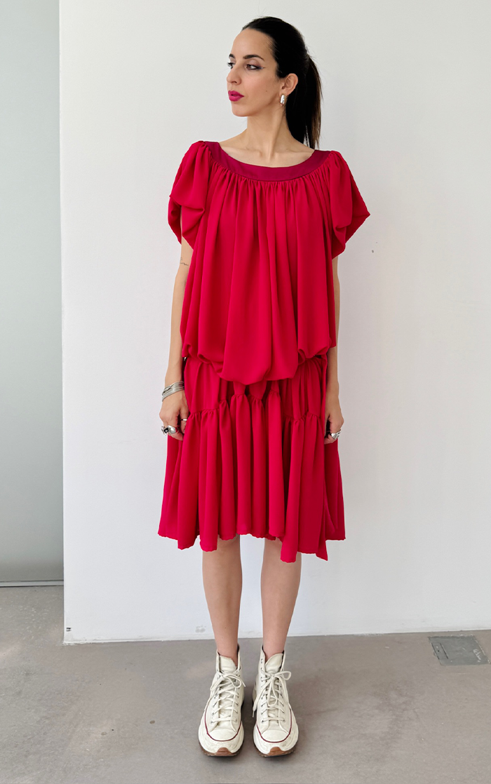 Ruffle Dress Short - Hot Pink