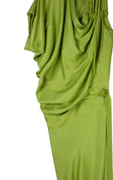 Asym Drape Dress - Lime Green