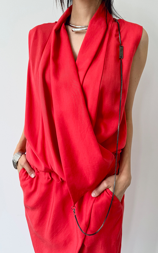 Asym Drape Jumpsuit - Coral