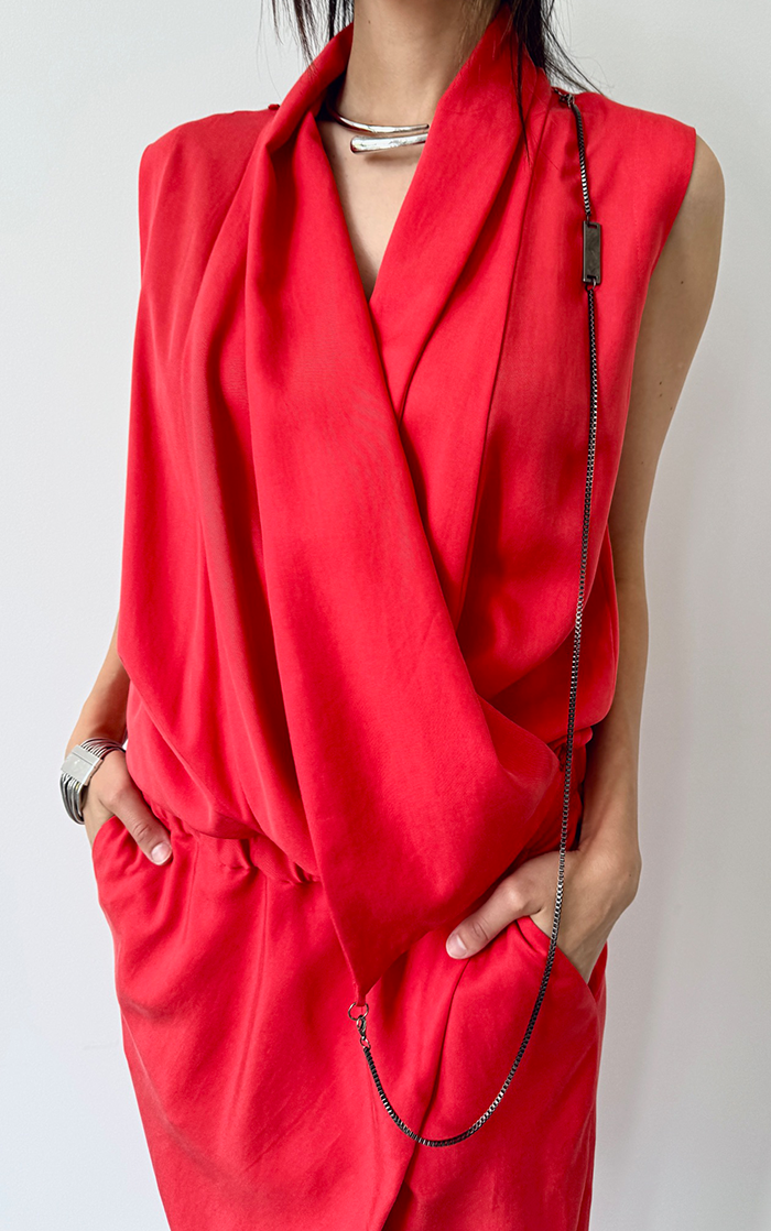 Asym Drape Jumpsuit - Coral
