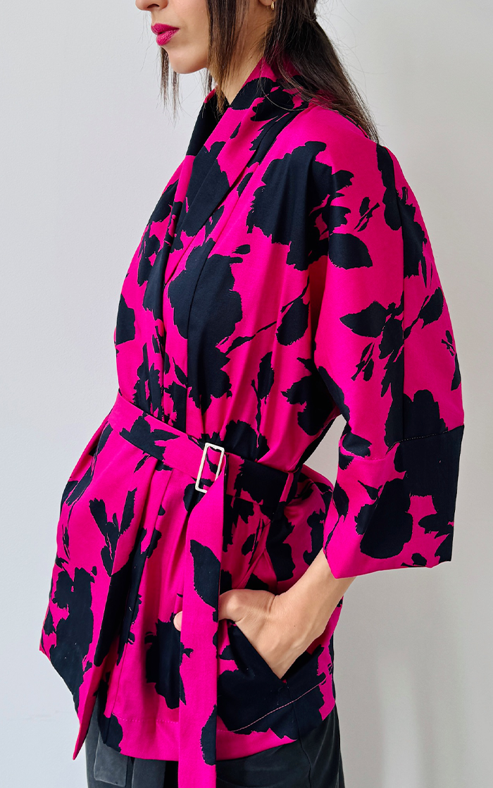Floral Kimono - Black/Pink