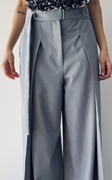 Wide-Leg Pants - Light Grey