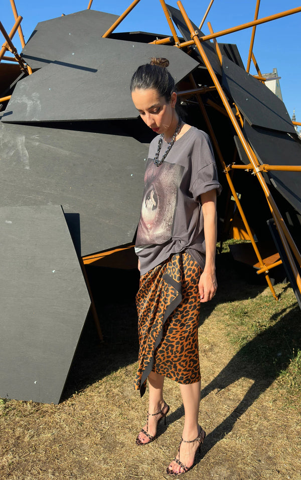 Wrap Leopard Skirt - Brown