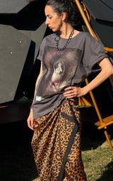 Wrap Leopard Skirt - Brown
