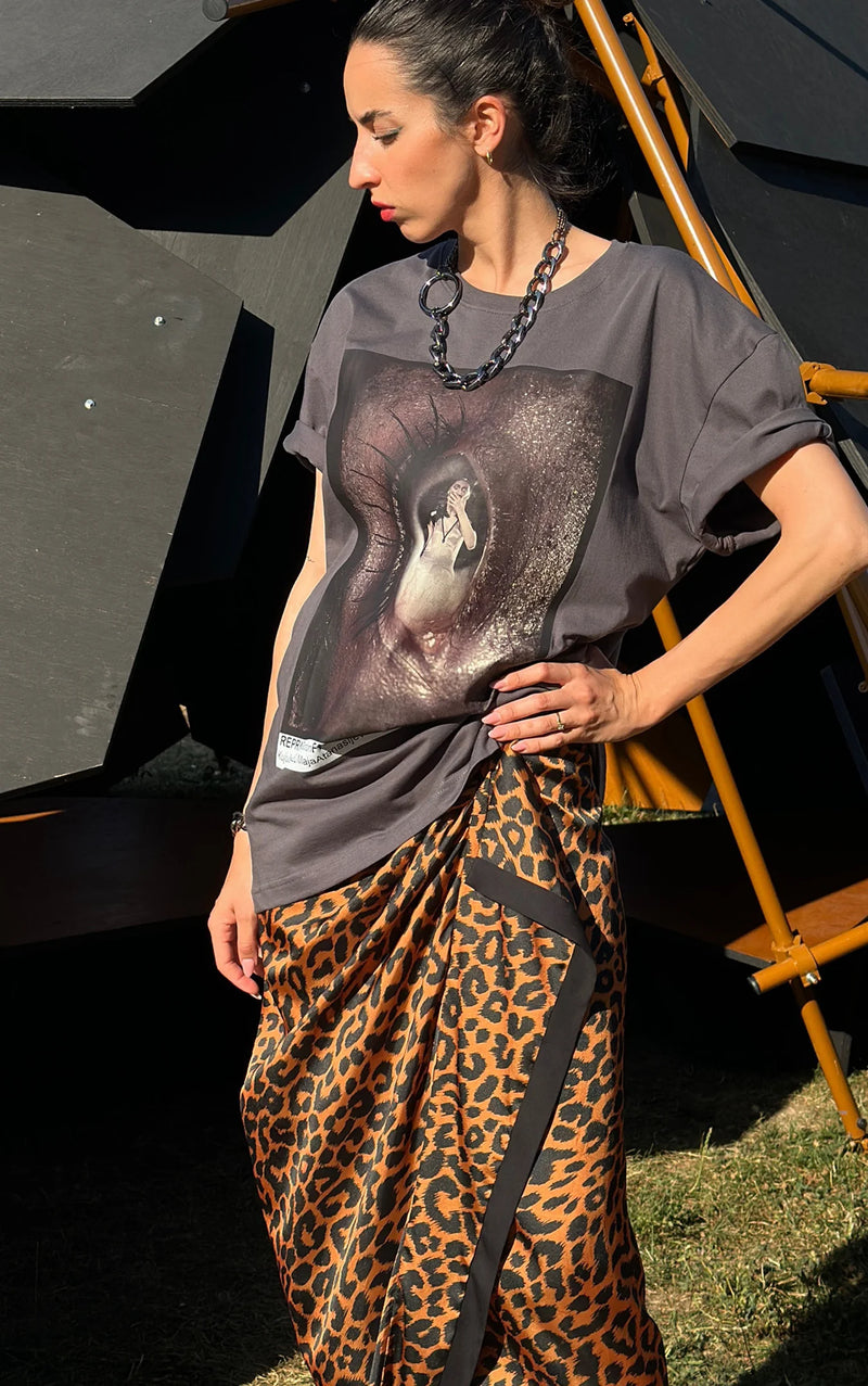 Wrap Leopard Skirt - Brown