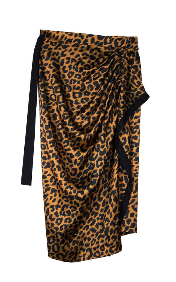 Wrap Leopard Skirt - Brown