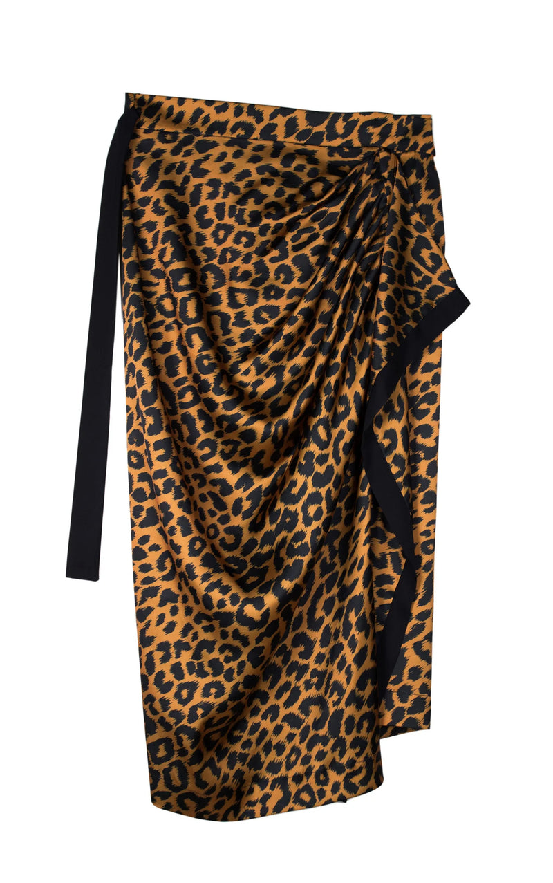 Wrap Leopard Skirt - Brown