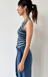 Asym Zebra Top - Blue