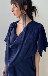Navy Blue Drape Dress