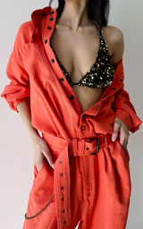 Sequin Triangle Bra - Gold