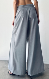 Wide-Leg Pants - Light Grey