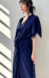 Navy Blue Drape Dress