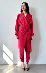 Asym Jumpsuit - Coral Red