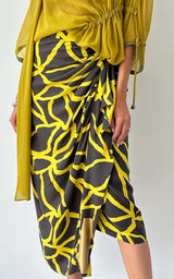 Wrap Skirt - Lime/Brown