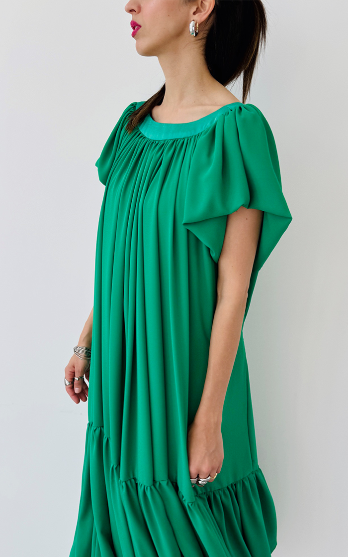 Ruffle Dress Short - Green