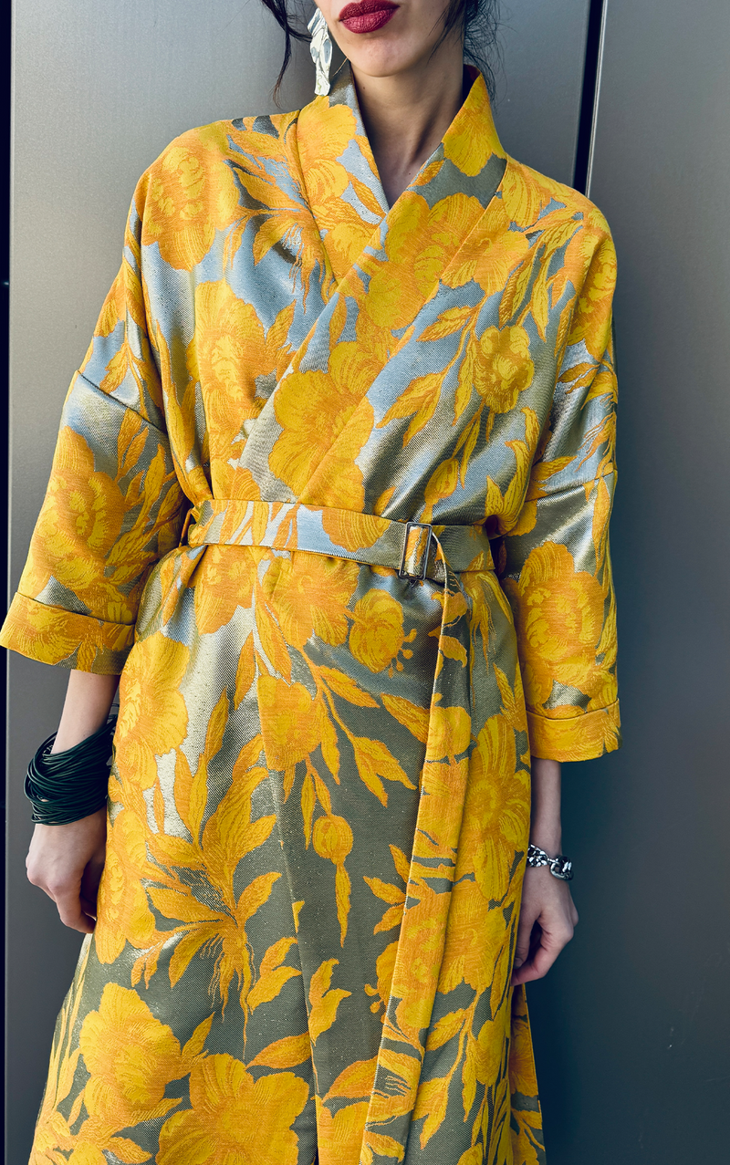 Golden Bloom Brocade Kimono