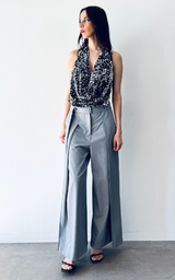 Wide-Leg Pants - Light Grey