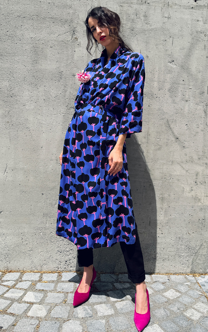 Wild Poppy Long Kimono - Violet
