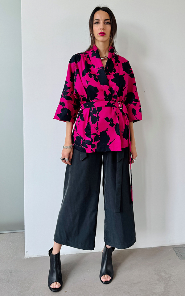 Floral Kimono - Black/Pink