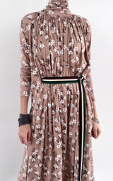 Turtleneck Trapeze - Floral Dress Rose